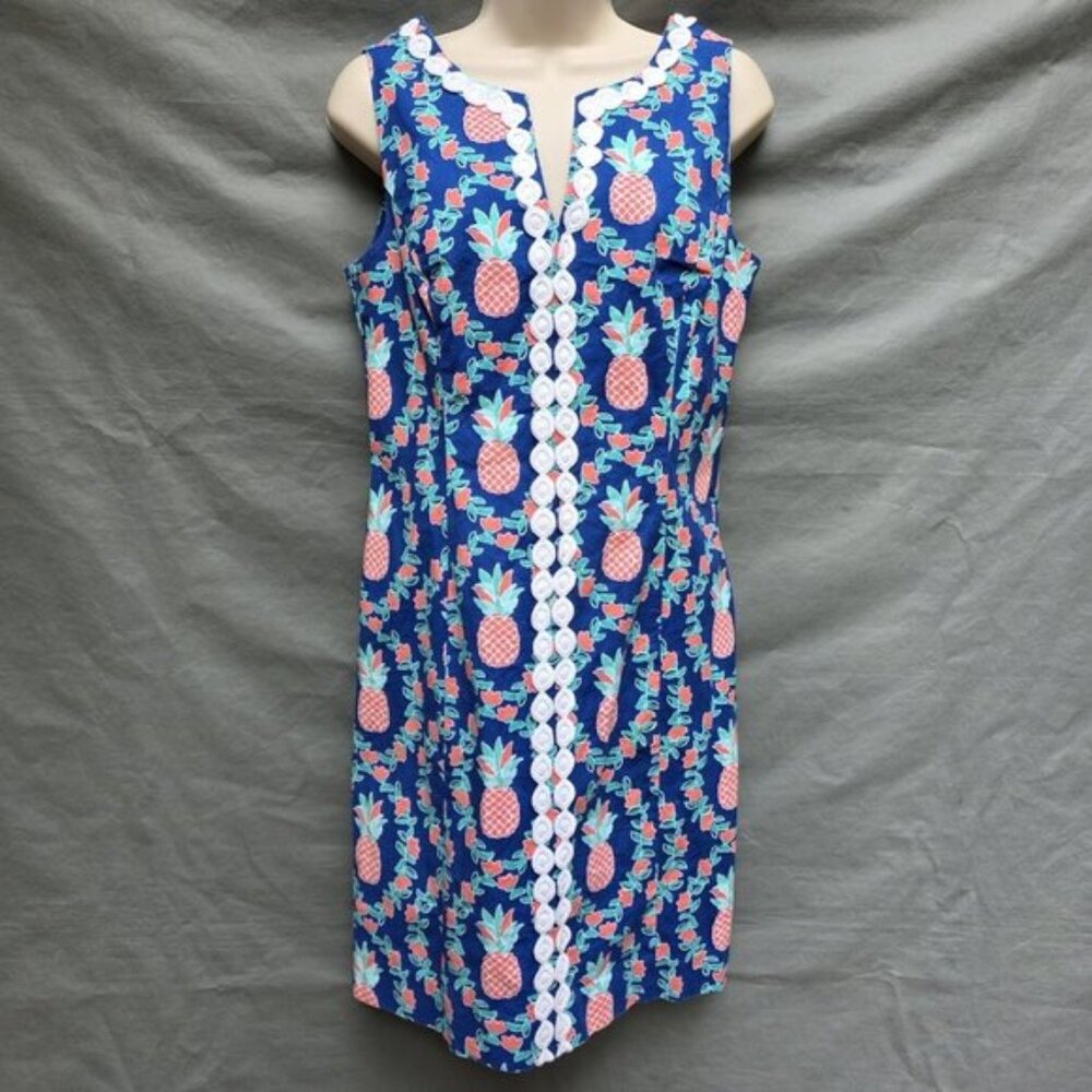 Crown & Ivy Womens US 6 Sleeveless Crochet Pineapple Tropical Sheath Shift Dress